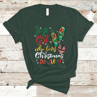 Christmas in July T Shirt A Girl Who Loves Christmas In July Summer Beach Flip Flops - Wonder Print Shop