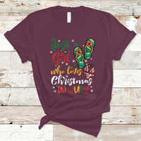 Christmas in July T Shirt A Girl Who Loves Christmas In July Summer Beach Flip Flops - Wonder Print Shop