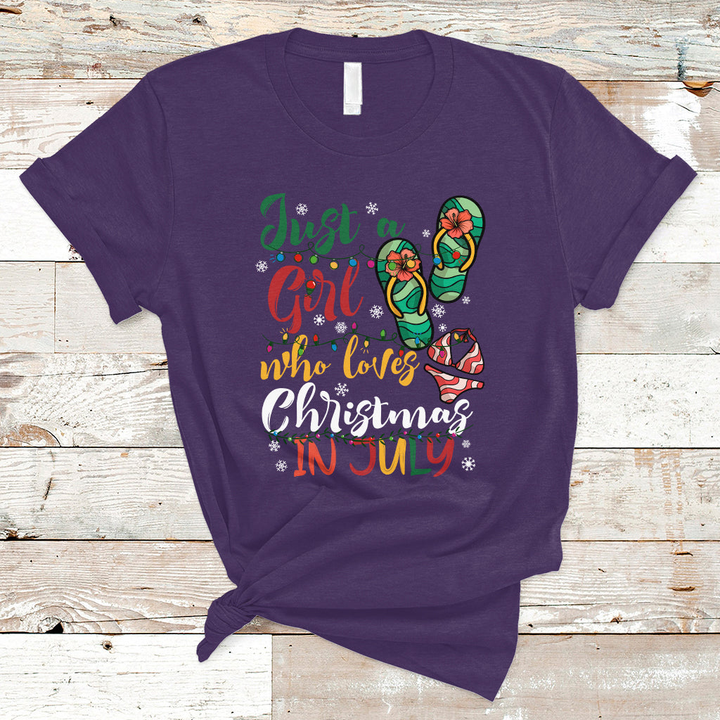Christmas in July T Shirt A Girl Who Loves Christmas In July Summer Beach Flip Flops - Wonder Print Shop
