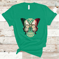 Mexican Sugar Skull T Shirt Mexico Flag Butterfly Latino Hispanic Heritage - Wonder Print Shop