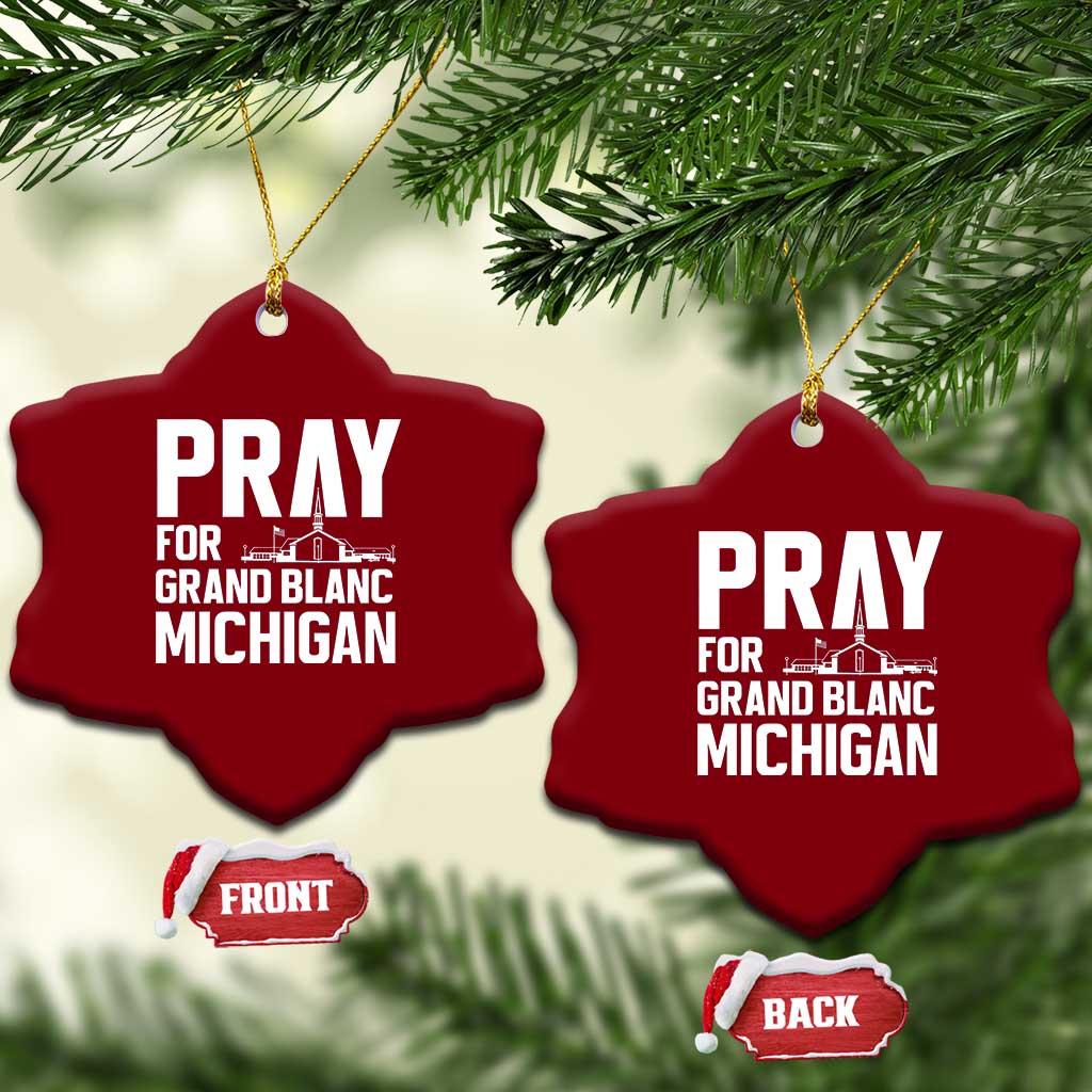 Pray for Grand Blanc Michigan Ceramic Ornament Faith and Community Support - Wonder Print Shop