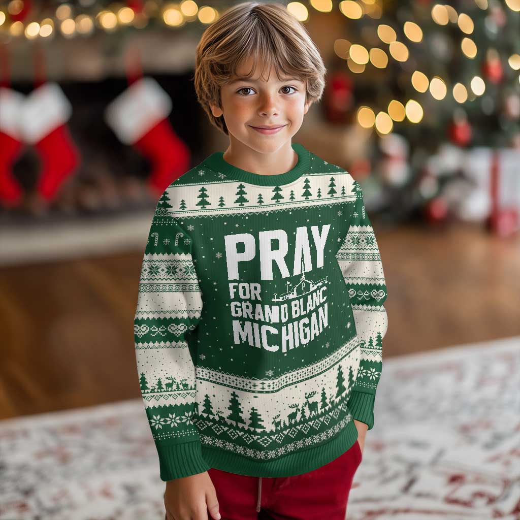 Pray for Grand Blanc Michigan Ugly Christmas Sweater Faith and Community Support - Wonder Print Shop