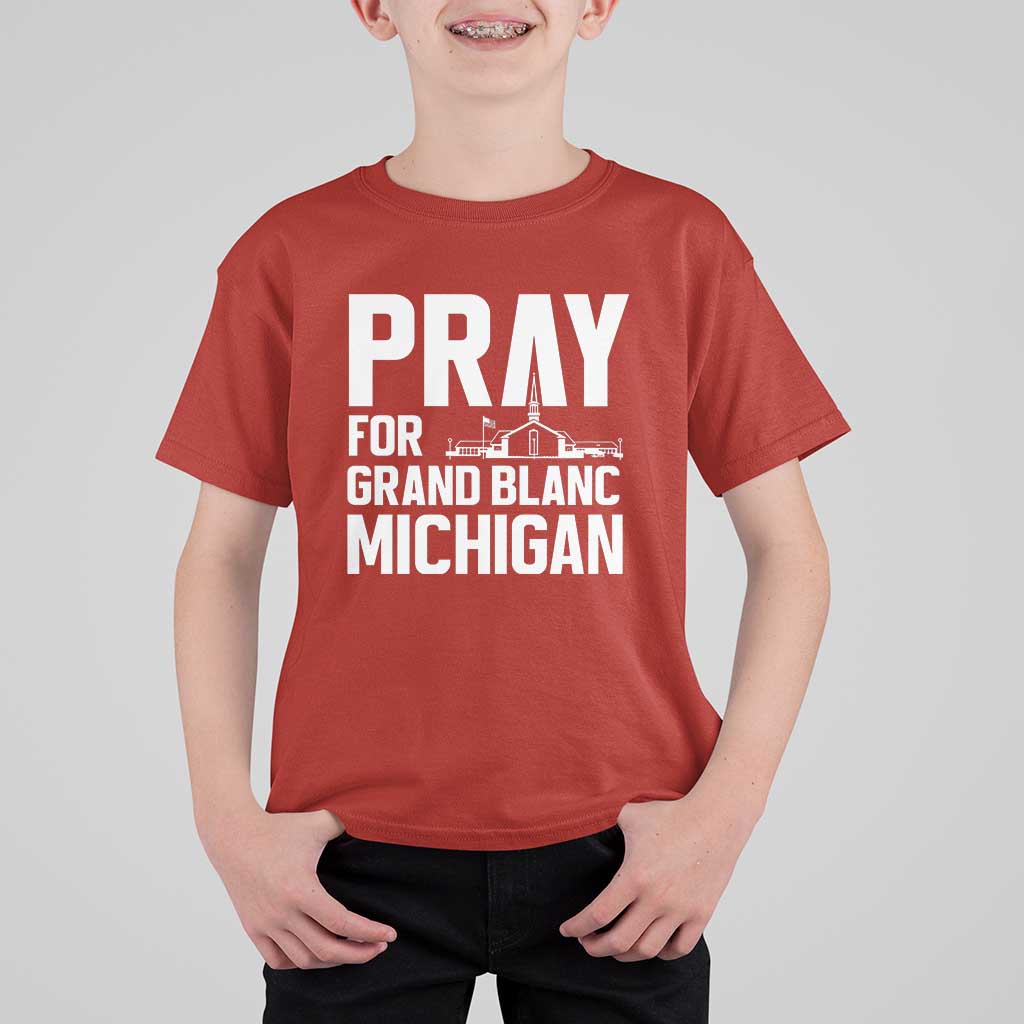 Pray for Grand Blanc Michigan T Shirt For Kid Faith and Community Support - Wonder Print Shop