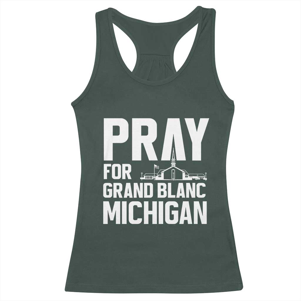 Pray for Grand Blanc Michigan Racerback Tank Top Faith and Community Support - Wonder Print Shop