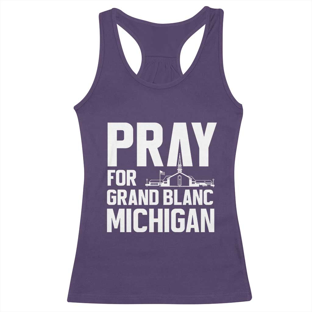Pray for Grand Blanc Michigan Racerback Tank Top Faith and Community Support - Wonder Print Shop