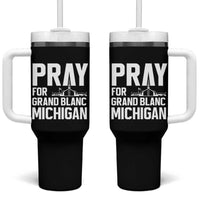 Pray for Grand Blanc Michigan Tumbler With Handle Faith and Community Support - Wonder Print Shop