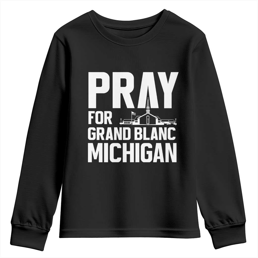 Pray for Grand Blanc Michigan Youth Sweatshirt Faith and Community Support - Wonder Print Shop