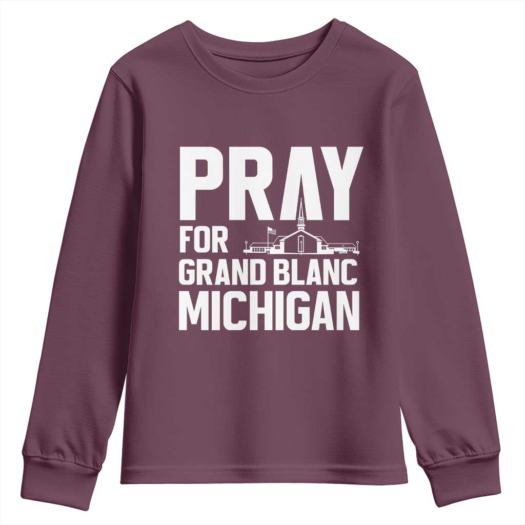 Pray for Grand Blanc Michigan Youth Sweatshirt Faith and Community Support - Wonder Print Shop