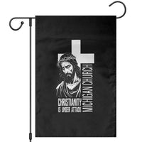 Christianity Is Under Attack Garden Flag Jesus Stand for Faith Michigan Church - Wonder Print Shop
