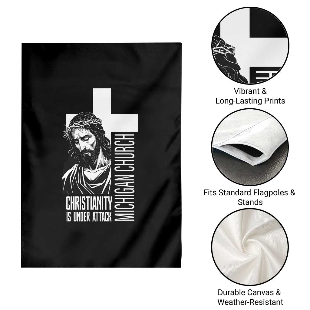 Christianity Is Under Attack Garden Flag Jesus Stand for Faith Michigan Church - Wonder Print Shop