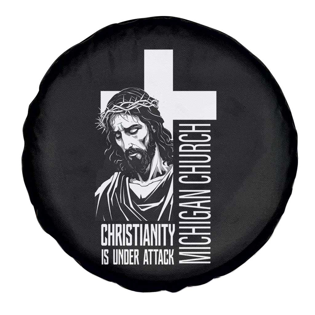 Christianity Is Under Attack Spare Tire Cover Jesus Stand for Faith Michigan Church - Wonder Print Shop