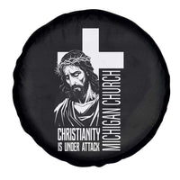 Christianity Is Under Attack Spare Tire Cover Jesus Stand for Faith Michigan Church - Wonder Print Shop