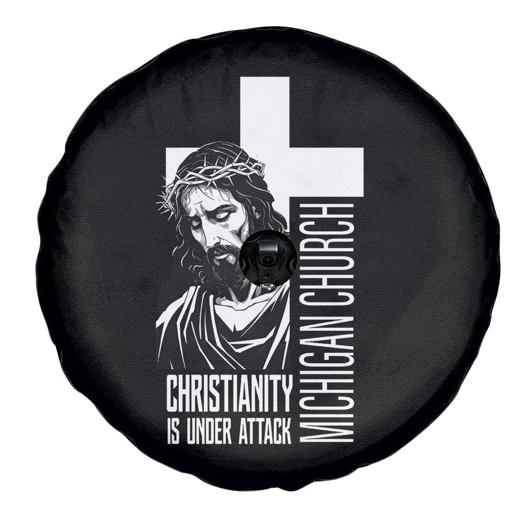 Christianity Is Under Attack Spare Tire Cover Jesus Stand for Faith Michigan Church - Wonder Print Shop