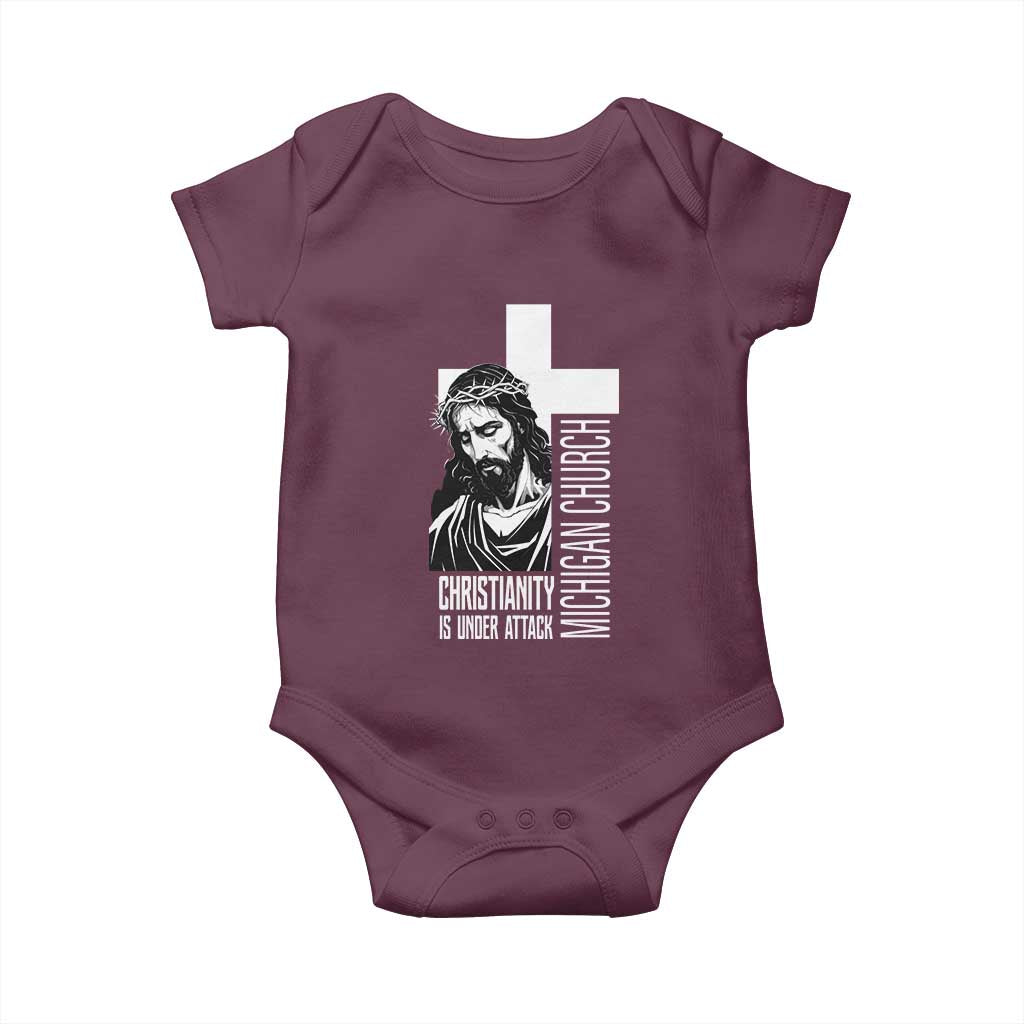 Christianity Is Under Attack Baby Onesie Jesus Stand for Faith Michigan Church - Wonder Print Shop