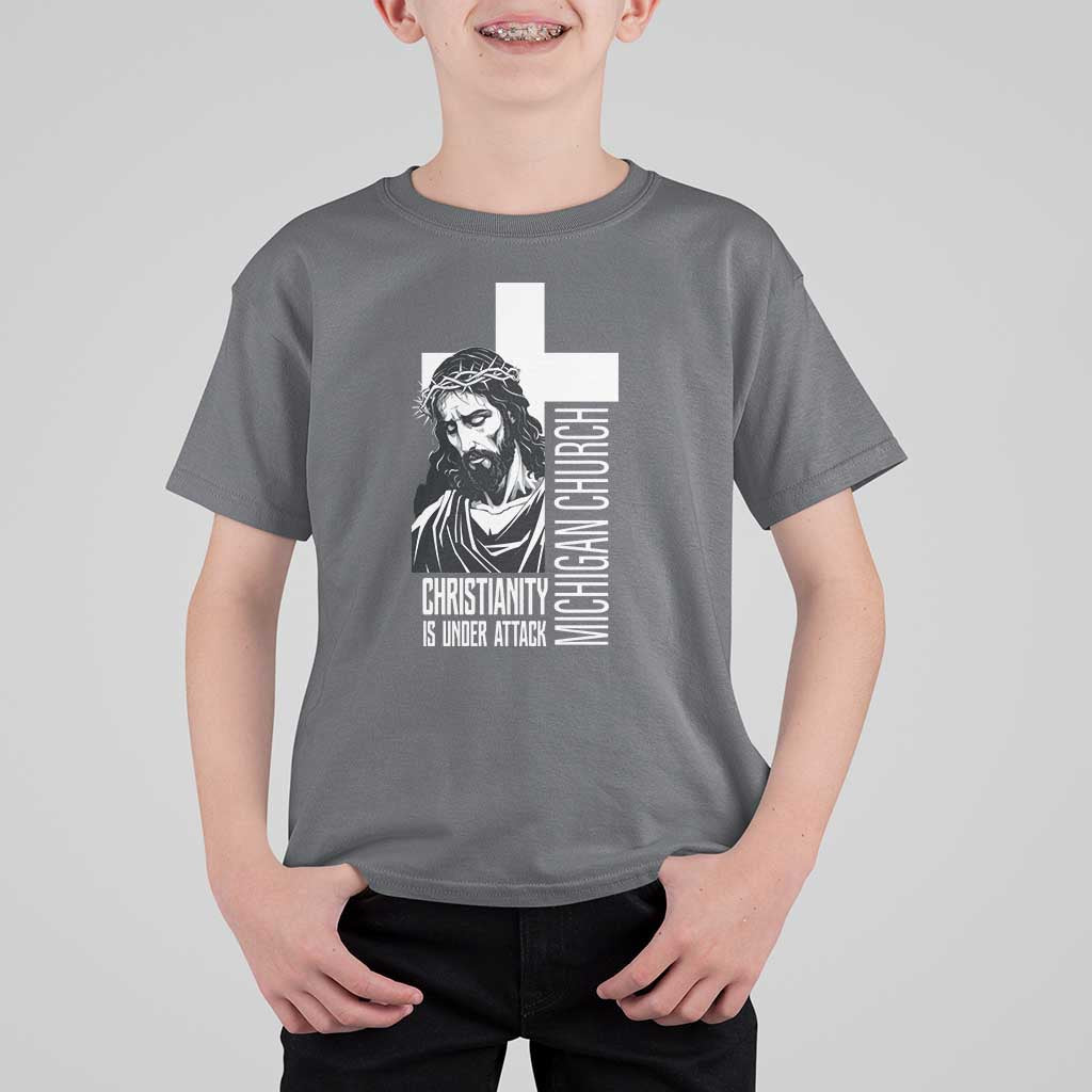 Christianity Is Under Attack T Shirt For Kid Jesus Stand for Faith Michigan Church - Wonder Print Shop