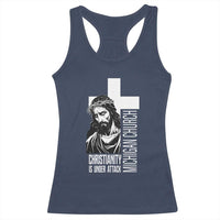 Christianity Is Under Attack Racerback Tank Top Jesus Stand for Faith Michigan Church - Wonder Print Shop