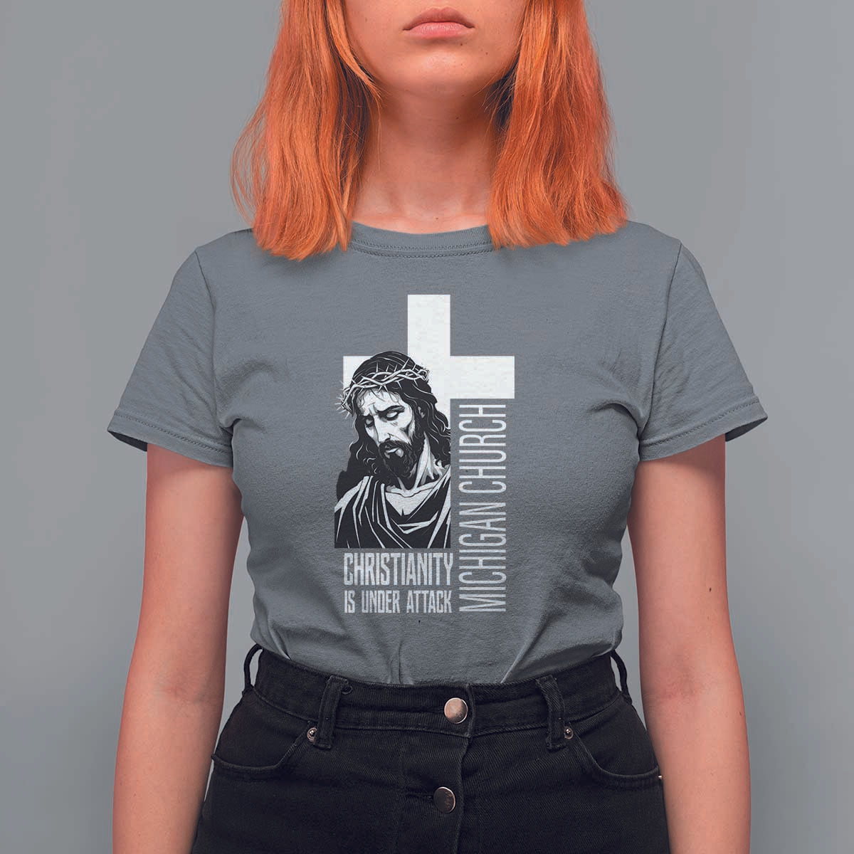 Christianity Is Under Attack T Shirt For Women Jesus Stand for Faith Michigan Church - Wonder Print Shop