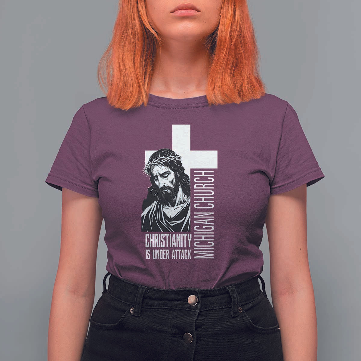 Christianity Is Under Attack T Shirt For Women Jesus Stand for Faith Michigan Church - Wonder Print Shop