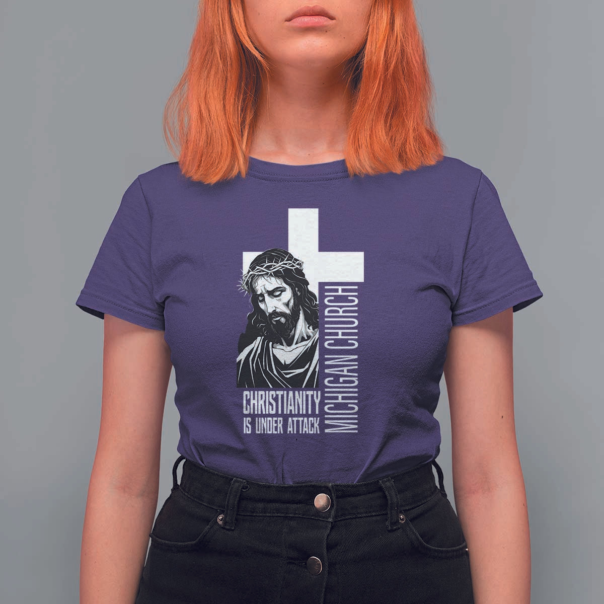 Christianity Is Under Attack T Shirt For Women Jesus Stand for Faith Michigan Church - Wonder Print Shop