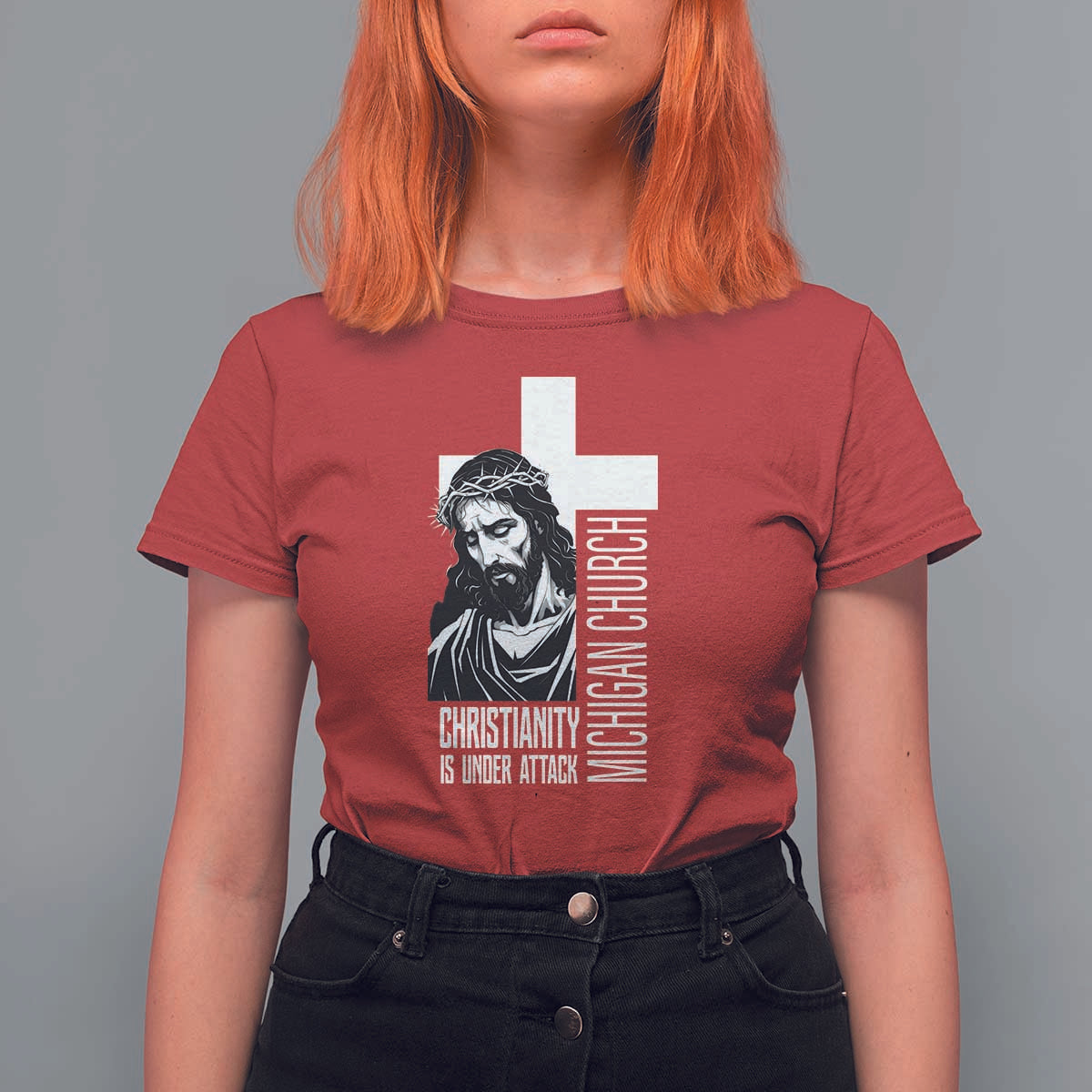 Christianity Is Under Attack T Shirt For Women Jesus Stand for Faith Michigan Church - Wonder Print Shop