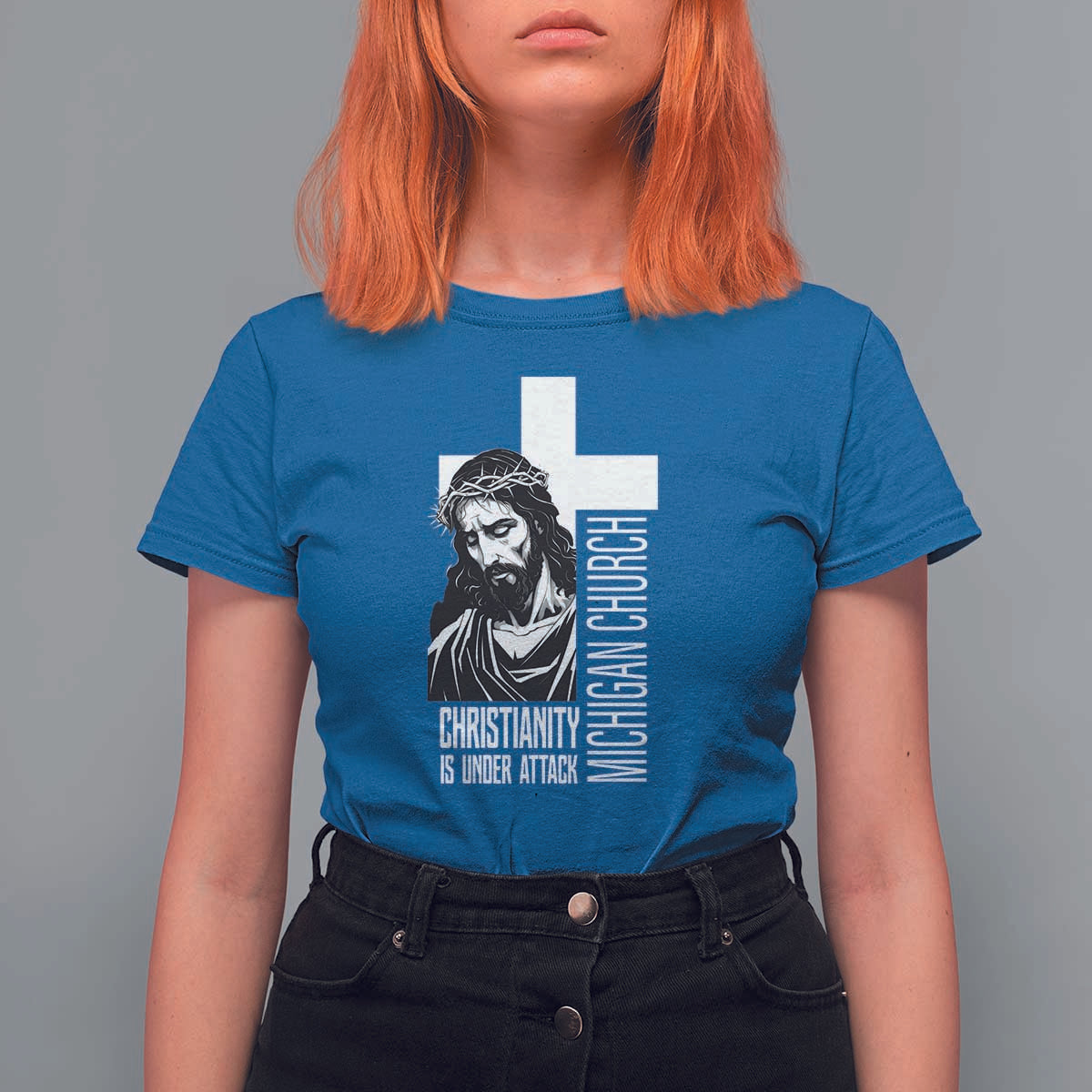 Christianity Is Under Attack T Shirt For Women Jesus Stand for Faith Michigan Church - Wonder Print Shop
