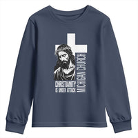 Christianity Is Under Attack Youth Sweatshirt Jesus Stand for Faith Michigan Church - Wonder Print Shop