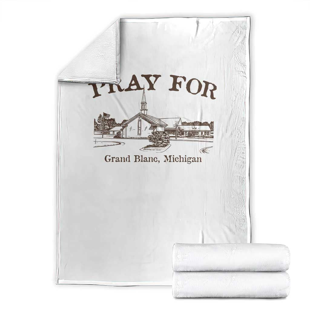 Pray for Grand Blanc Michigan Throw Blanket Vintage Church Faith Support - Wonder Print Shop