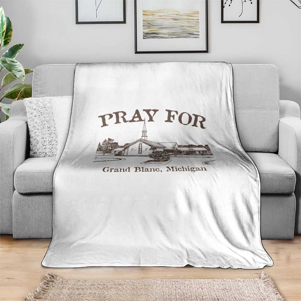 Pray for Grand Blanc Michigan Throw Blanket Vintage Church Faith Support - Wonder Print Shop