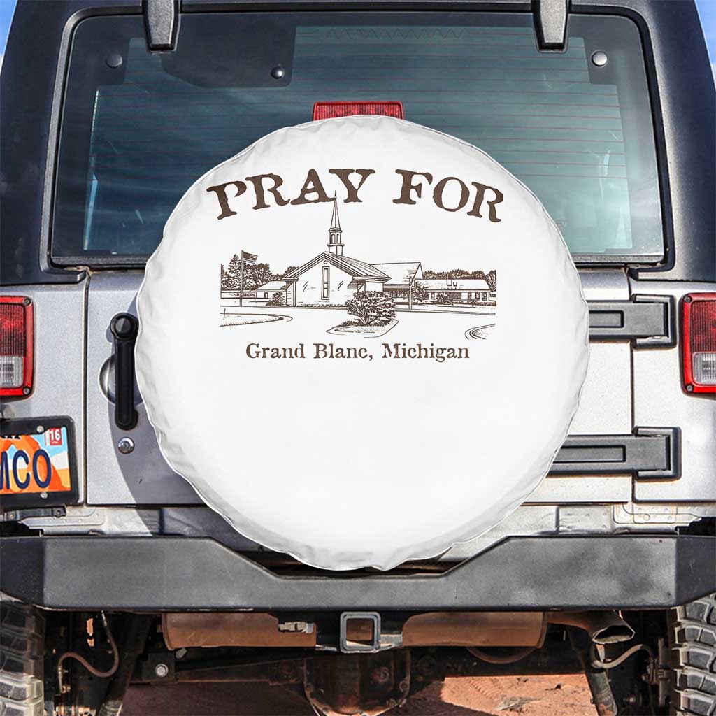 Pray for Grand Blanc Michigan Spare Tire Cover Vintage Church Faith Support - Wonder Print Shop