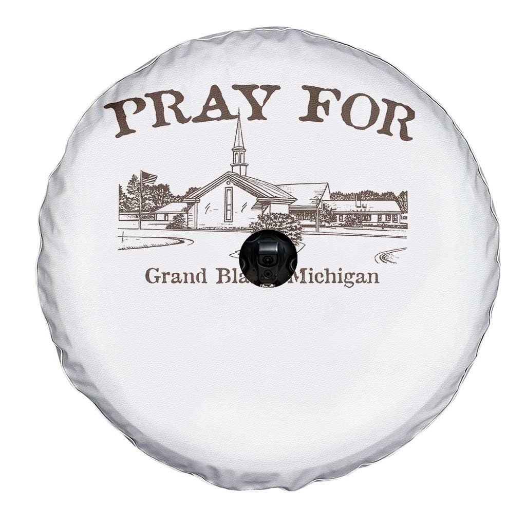 Pray for Grand Blanc Michigan Spare Tire Cover Vintage Church Faith Support - Wonder Print Shop