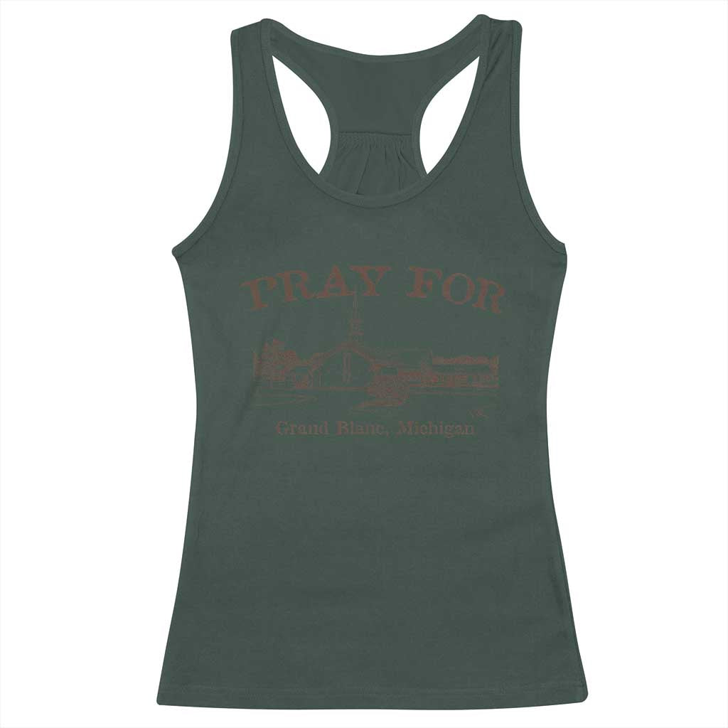 Pray for Grand Blanc Michigan Racerback Tank Top Vintage Church Faith Support - Wonder Print Shop