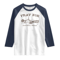 Pray for Grand Blanc Michigan Raglan Shirt Vintage Church Faith Support - Wonder Print Shop