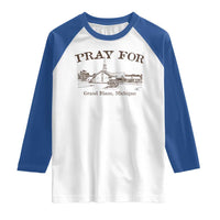 Pray for Grand Blanc Michigan Raglan Shirt Vintage Church Faith Support - Wonder Print Shop