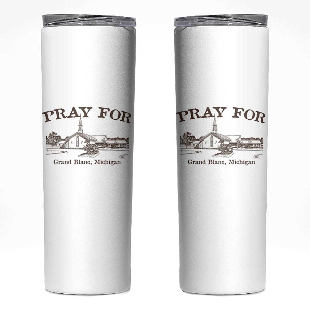 Pray for Grand Blanc Michigan Skinny Tumbler Vintage Church Faith Support - Wonder Print Shop