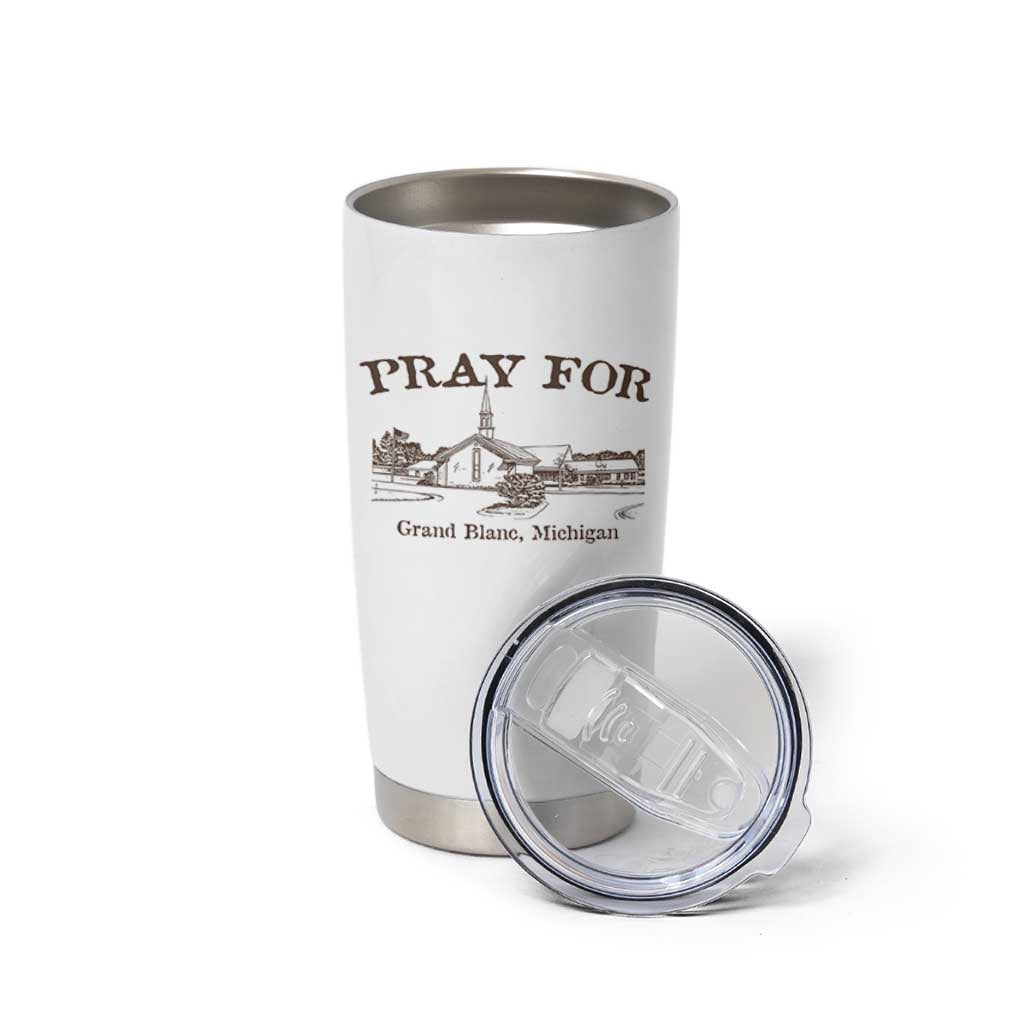 Pray for Grand Blanc Michigan Tumbler Cup Vintage Church Faith Support - Wonder Print Shop