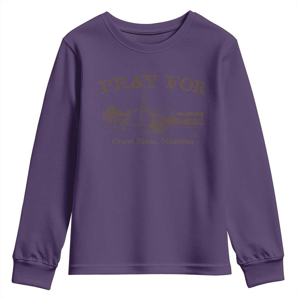 Pray for Grand Blanc Michigan Youth Sweatshirt Vintage Church Faith Support - Wonder Print Shop