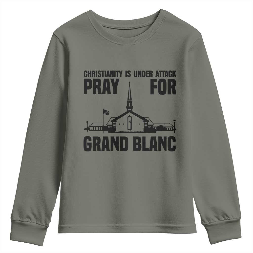 Christianity Is Under Attack Youth Sweatshirt Pray for Grand Blanc Church Michigan Faith Support - Wonder Print Shop