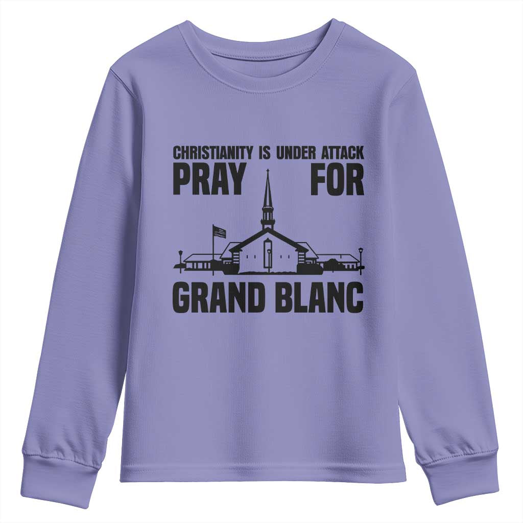 Christianity Is Under Attack Youth Sweatshirt Pray for Grand Blanc Church Michigan Faith Support - Wonder Print Shop