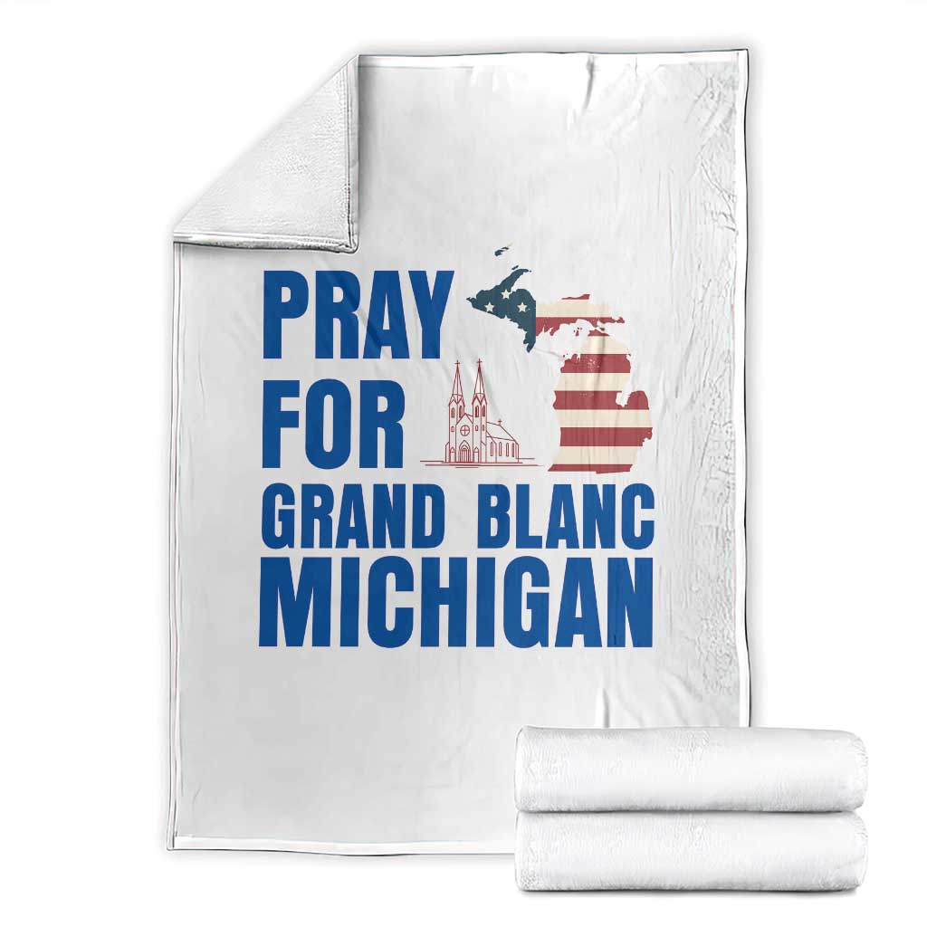 Pray for Grand Blanc Michigan Throw Blanket American Flag Christian Support - Wonder Print Shop