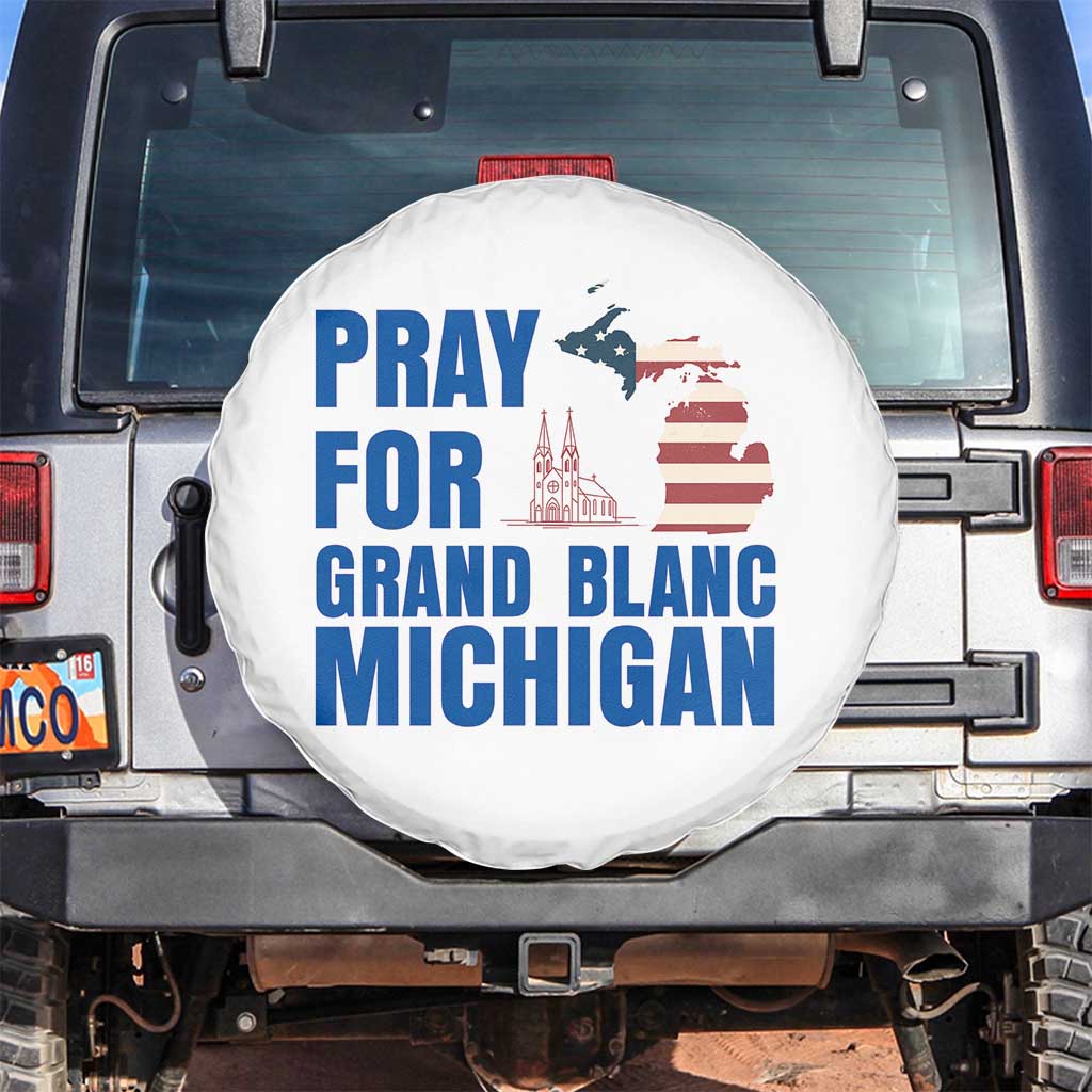 Pray for Grand Blanc Michigan Spare Tire Cover American Flag Christian Support - Wonder Print Shop