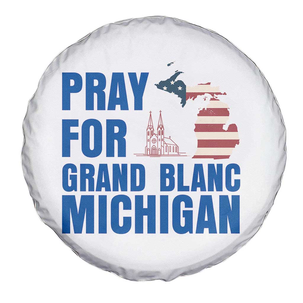 Pray for Grand Blanc Michigan Spare Tire Cover American Flag Christian Support - Wonder Print Shop