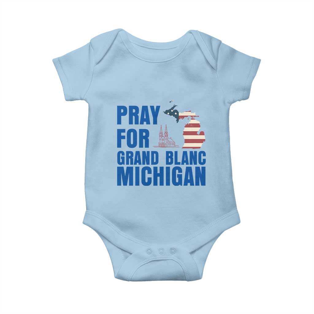 Pray for Grand Blanc Michigan Baby Onesie American Flag Christian Support - Wonder Print Shop