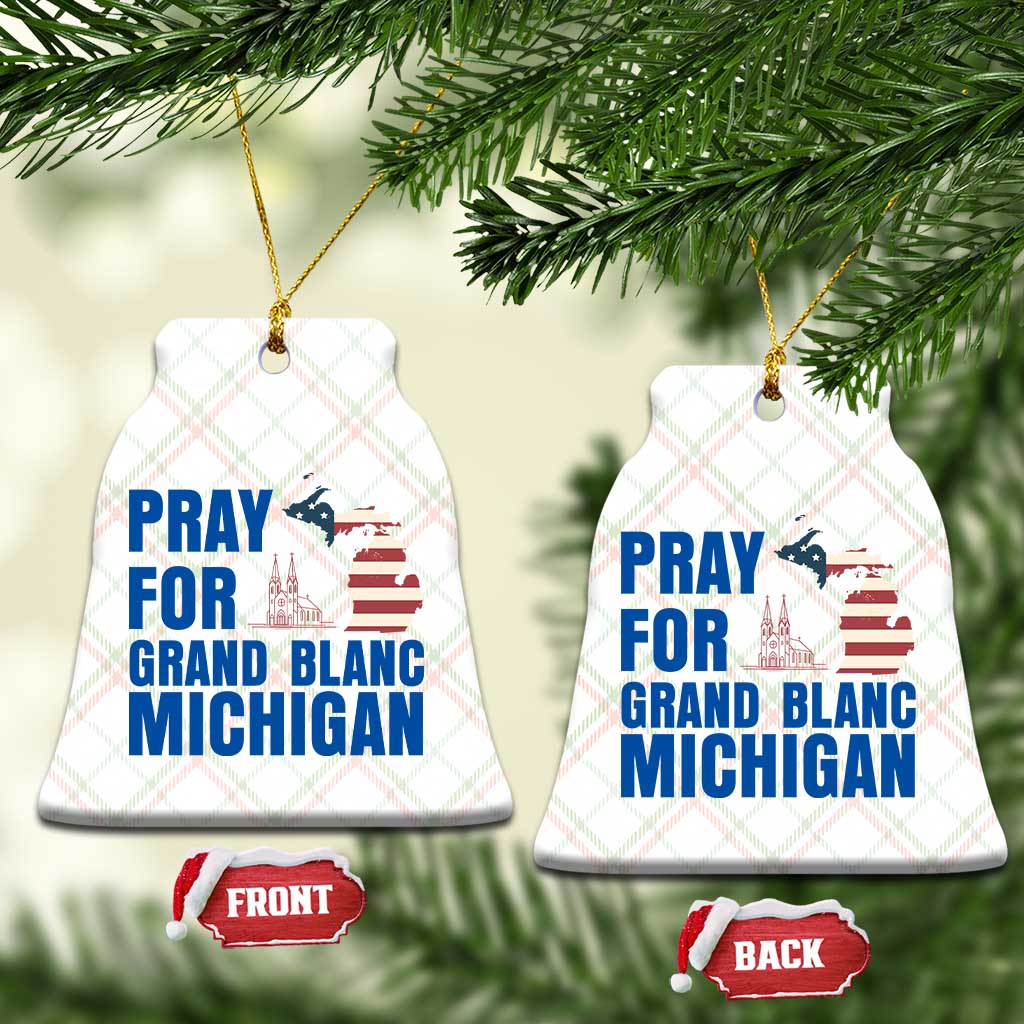 Pray for Grand Blanc Michigan Ceramic Ornament American Flag Christian Support - Wonder Print Shop
