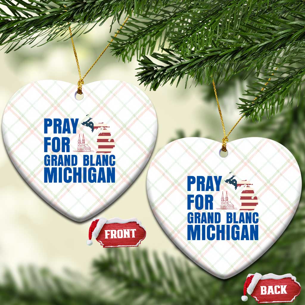 Pray for Grand Blanc Michigan Ceramic Ornament American Flag Christian Support - Wonder Print Shop