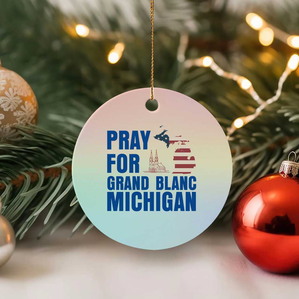 Pray for Grand Blanc Michigan Ceramic Ornament American Flag Christian Support - Wonder Print Shop