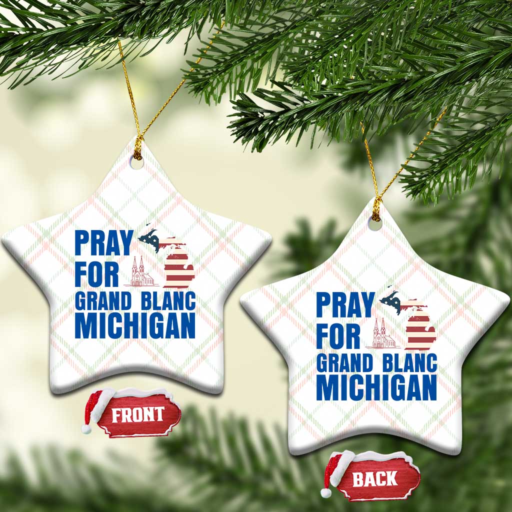Pray for Grand Blanc Michigan Ceramic Ornament American Flag Christian Support - Wonder Print Shop