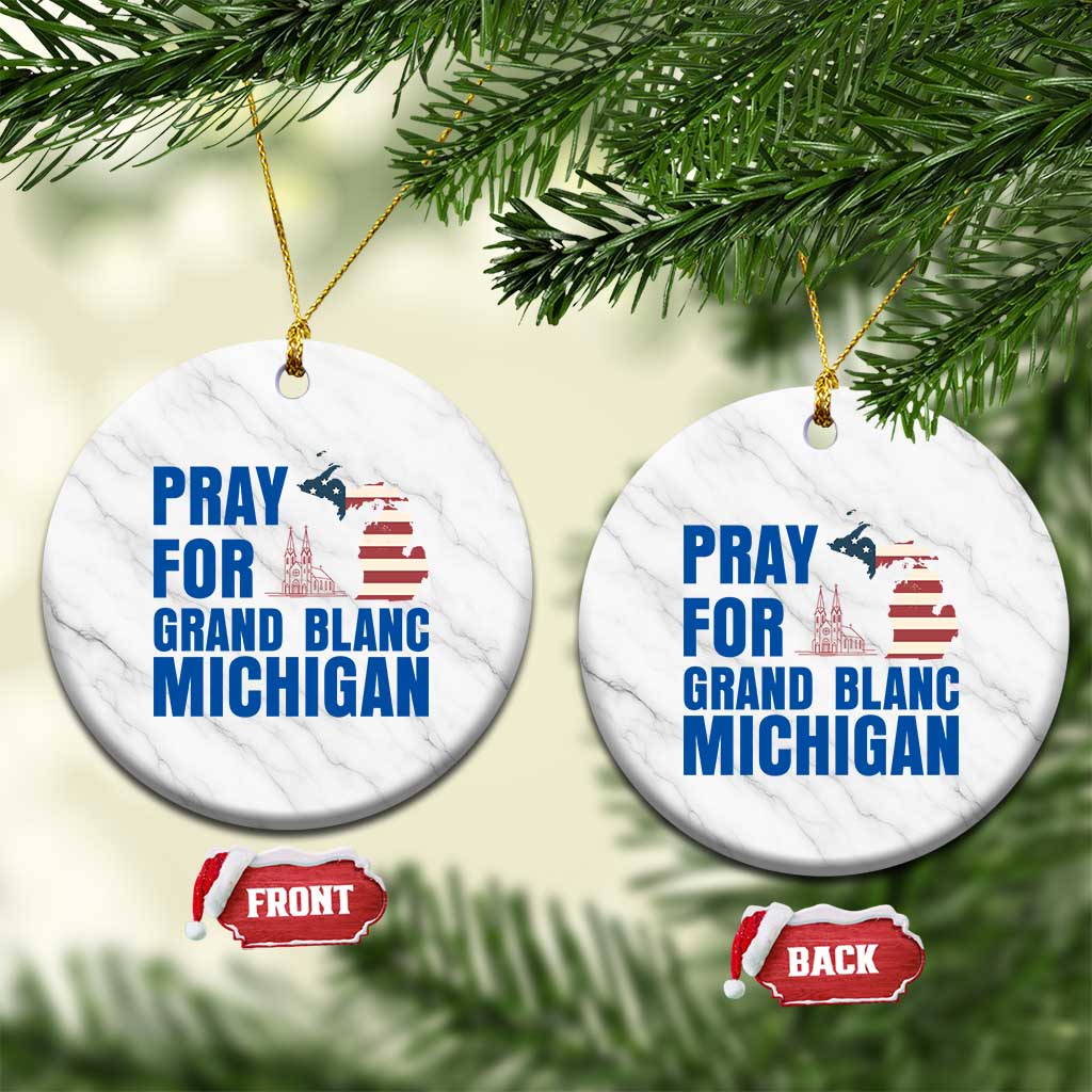 Pray for Grand Blanc Michigan Ceramic Ornament American Flag Christian Support - Wonder Print Shop