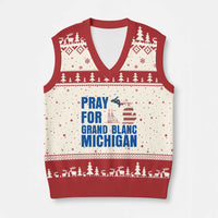 Pray for Grand Blanc Michigan V-Neck Knit Sweater Vest American Flag Christian Support - Wonder Print Shop