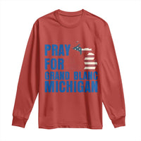 Pray for Grand Blanc Michigan Long Sleeve Shirt American Flag Christian Support - Wonder Print Shop