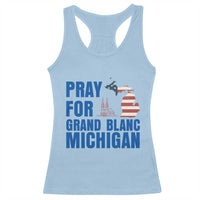 Pray for Grand Blanc Michigan Racerback Tank Top American Flag Christian Support - Wonder Print Shop